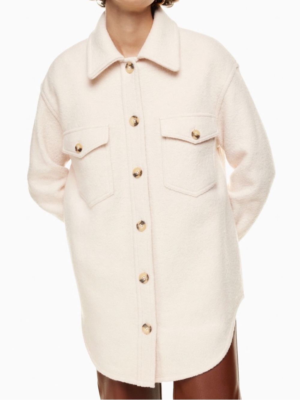 Aritzia Wilfred Ganna shirt jacket in heather bone